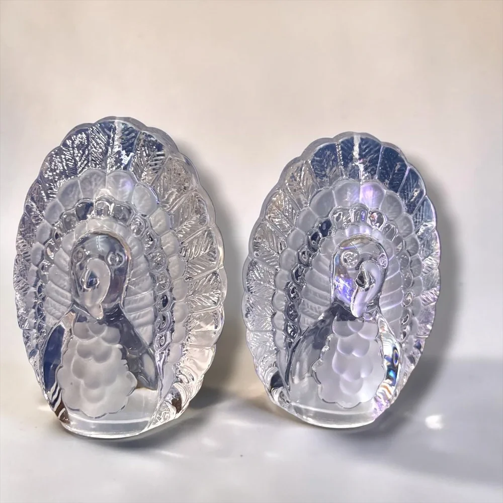Vintage Germany Clear Pressed Glass Turkey Salt & Pepper Shaker Set Thanksgiving